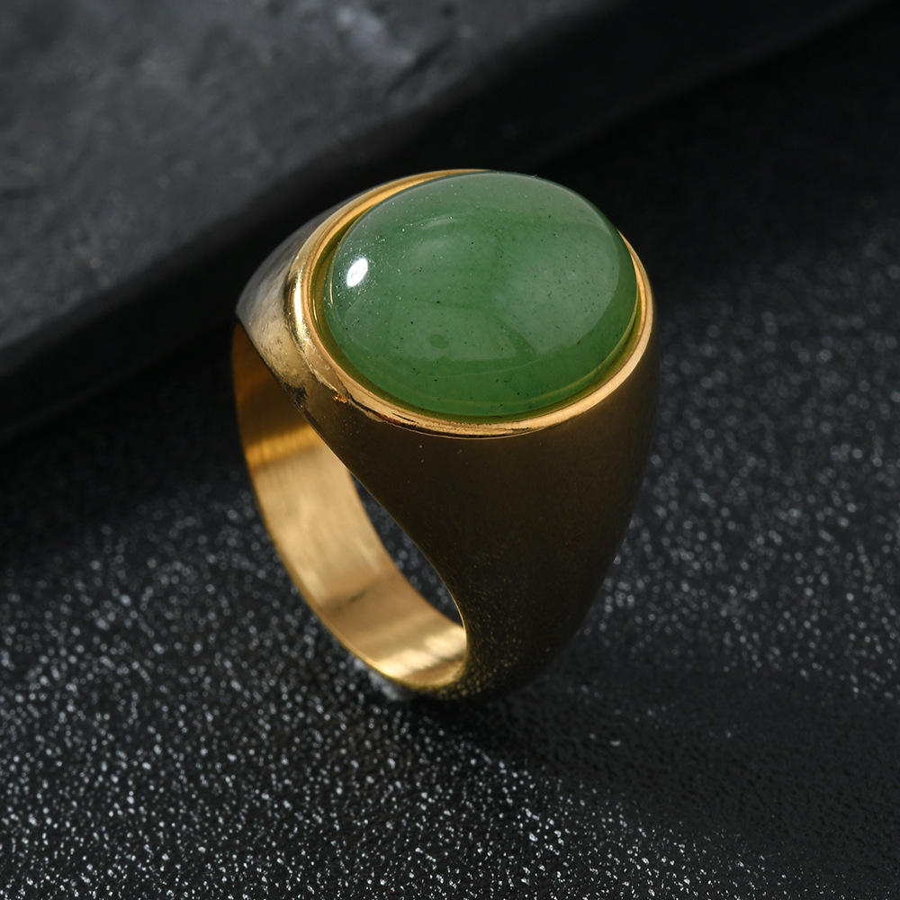 Gold (large oval light green stone)