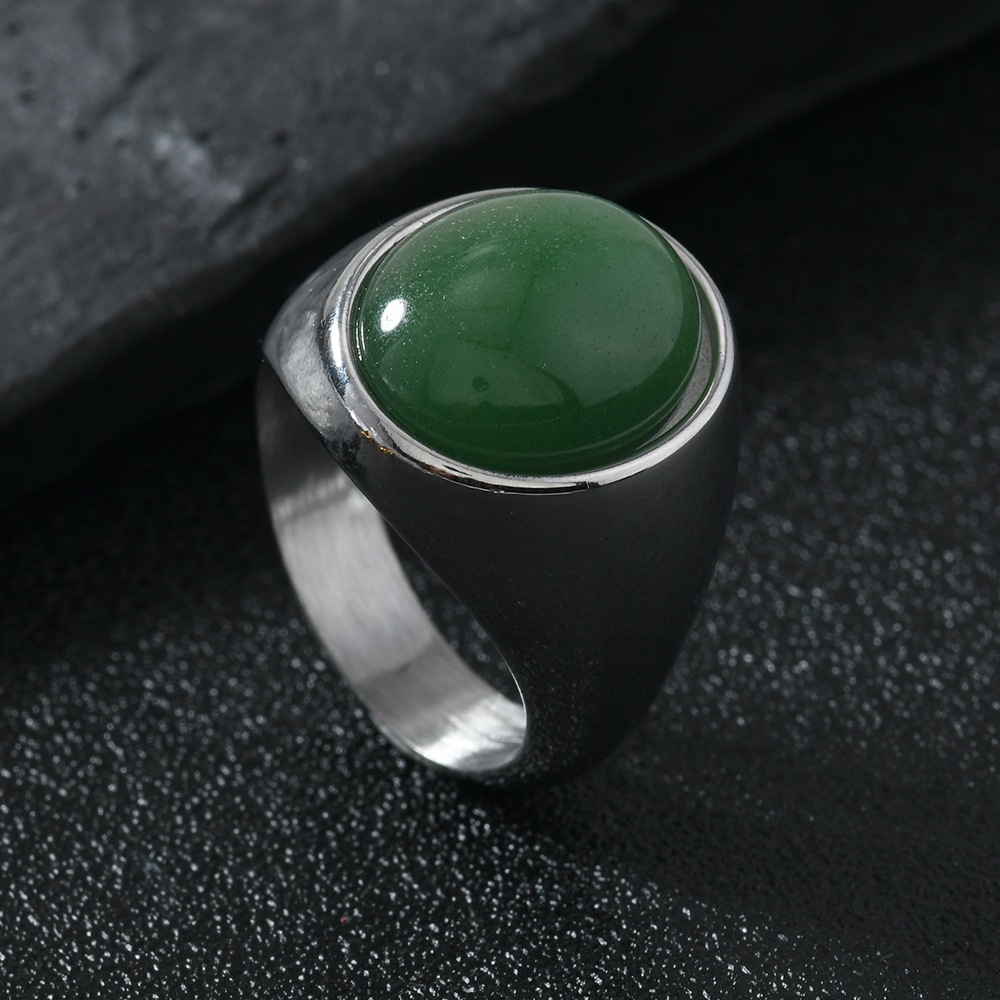 Steel color (large oval dark green stone)