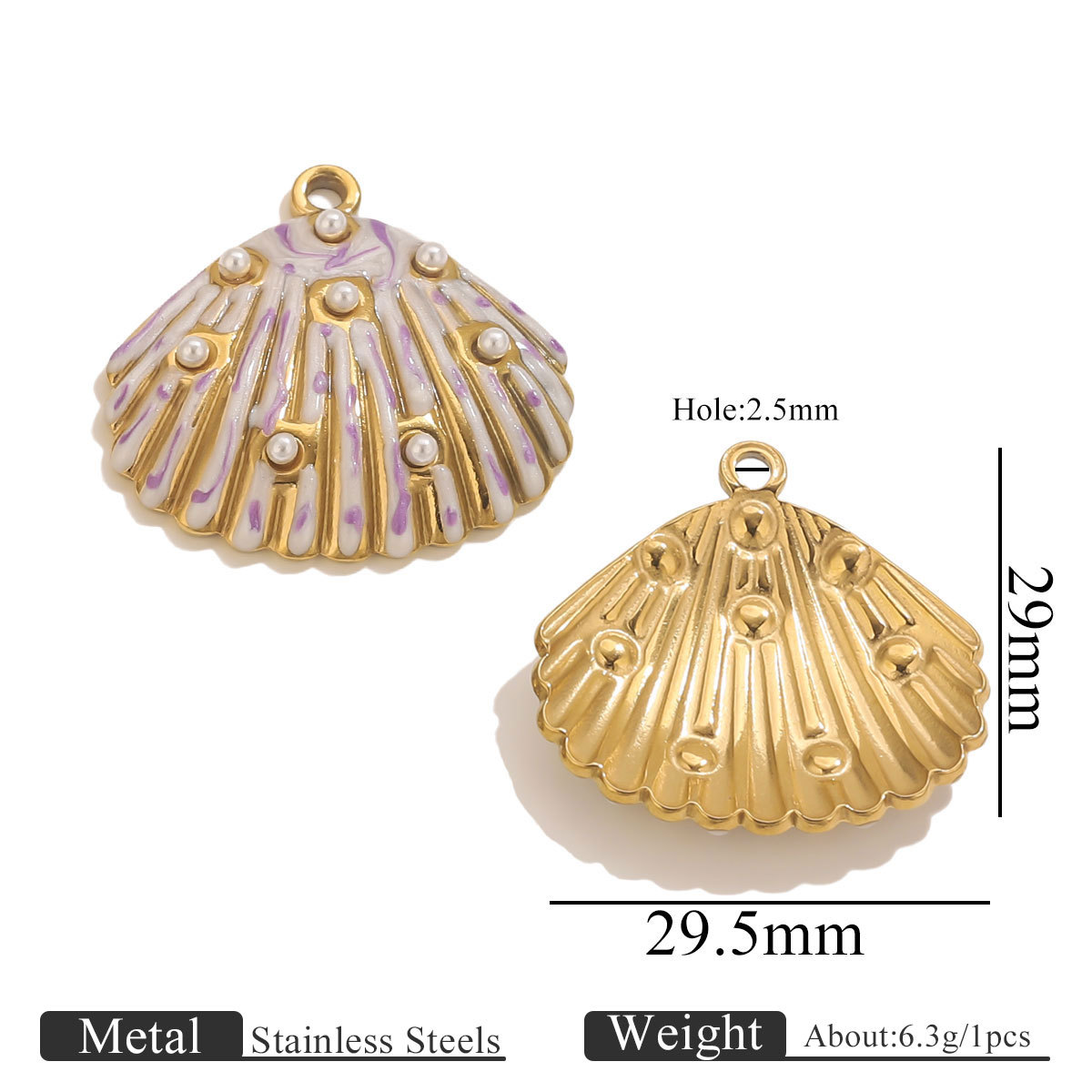 Shell 8 pearl pendant-purple and white