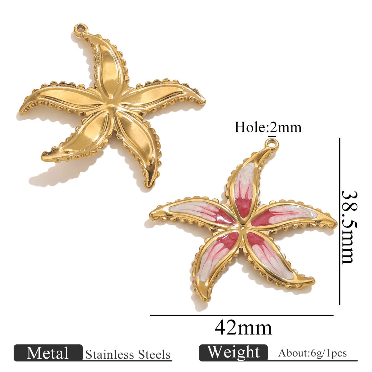 Starfish gradient 42x45mm-dark red pink white