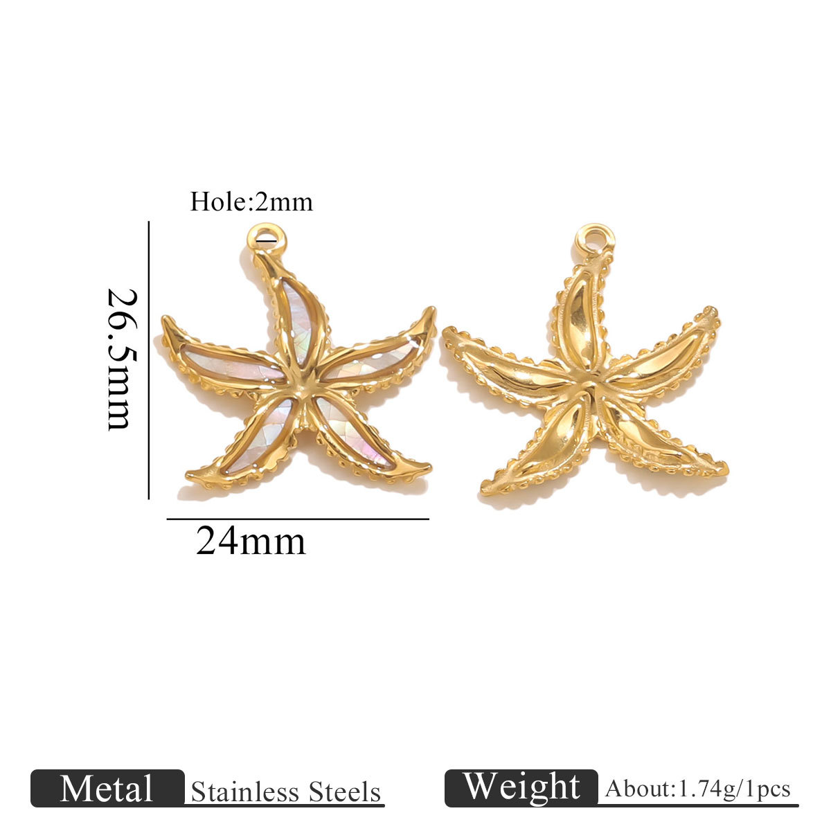 Sticky natural shell pendant-white shell starfish