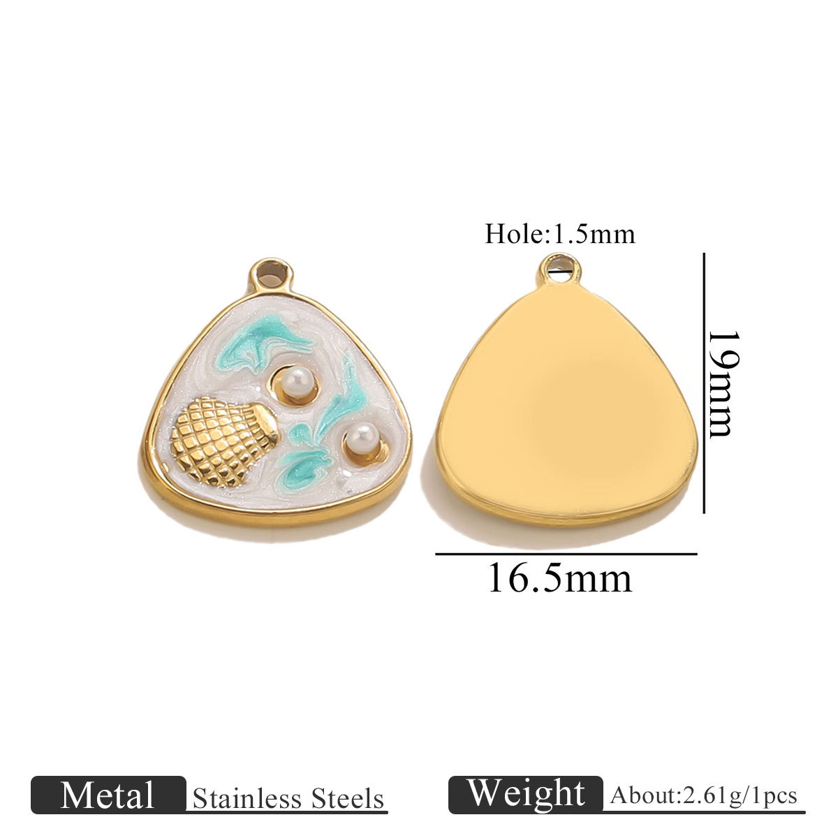 Shell 2 pearl pendant-blue and white
