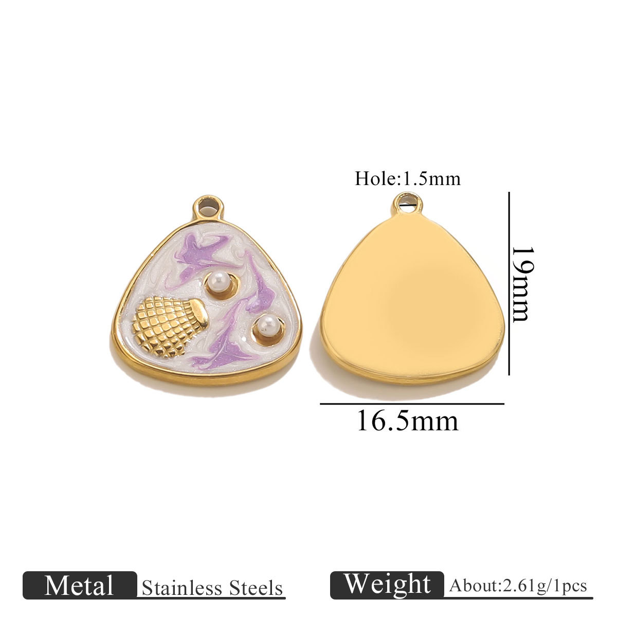 Shell 2 pearl pendant-purple and white