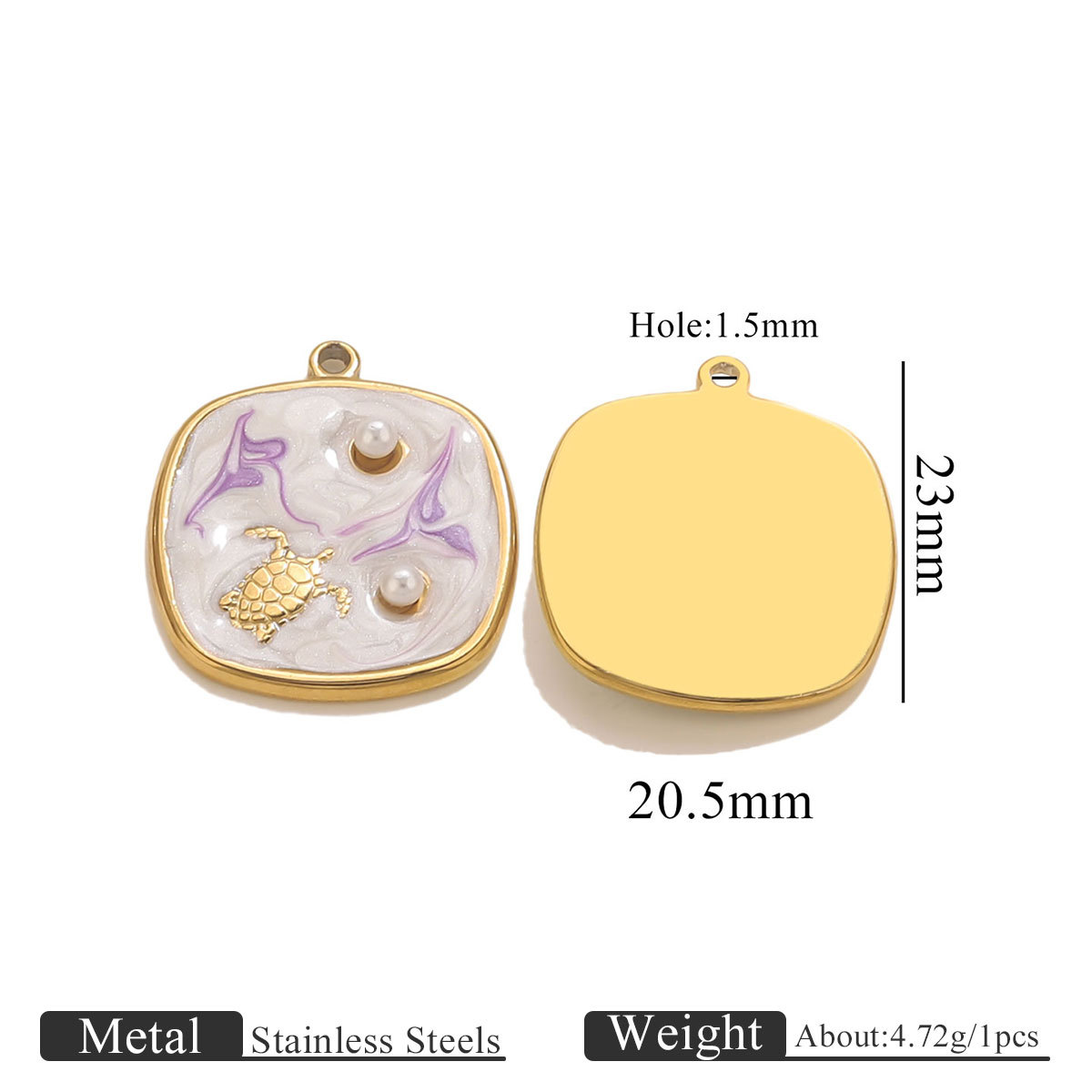 Turtle 2 pearl pendant-purple and white