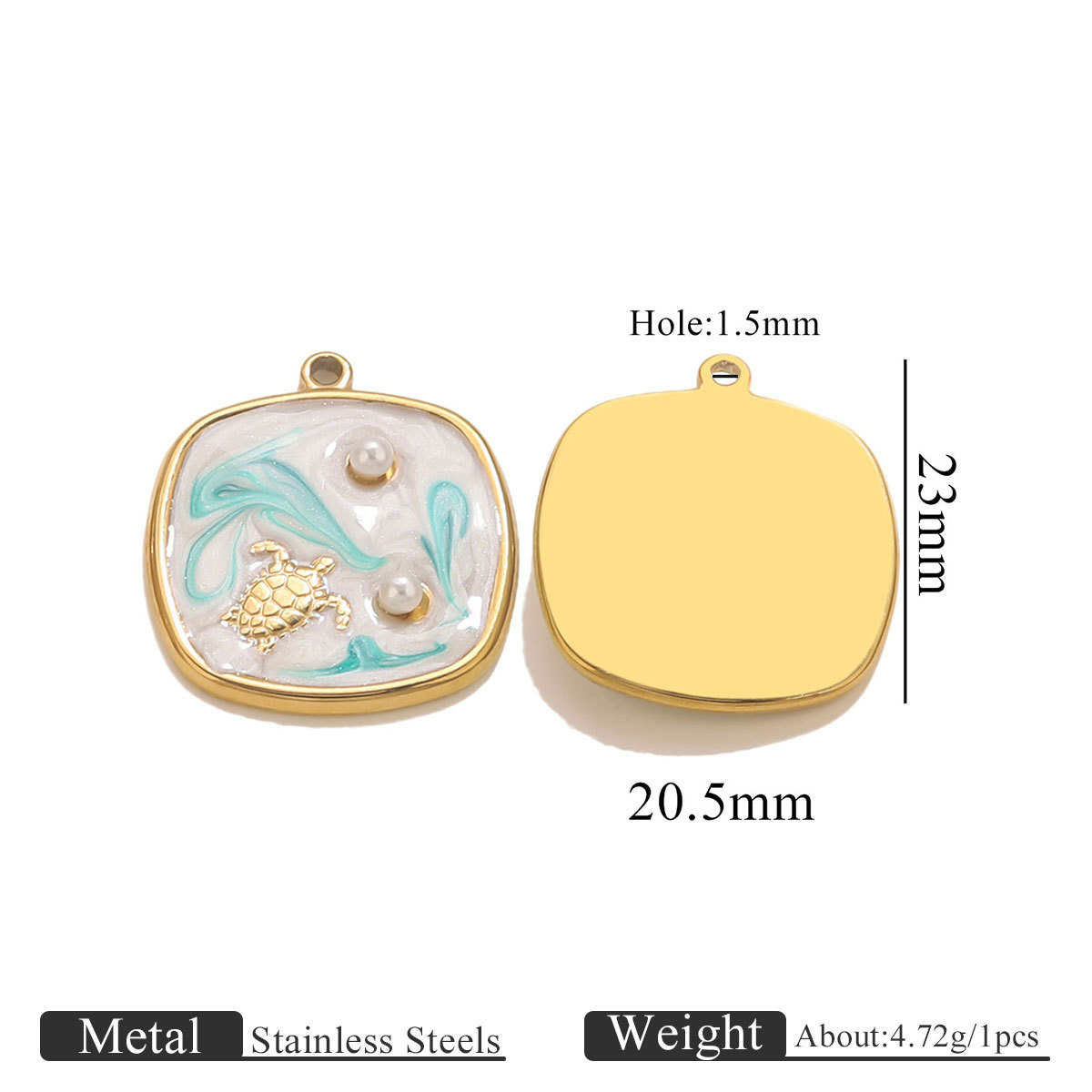 Turtle 2 pearl pendant-blue and white