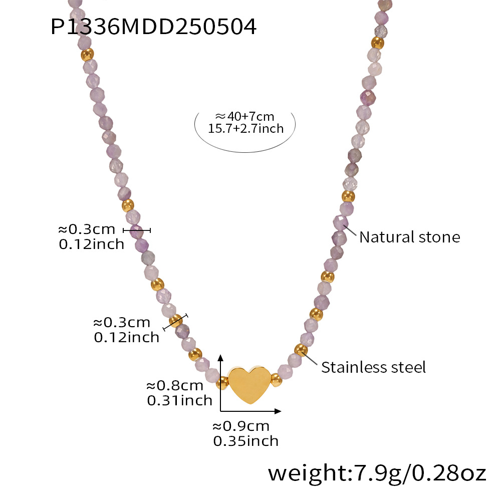 P1336-love natural stone beaded necklace 40 7cm