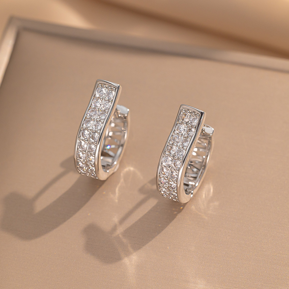 247 steel color full diamond earrings