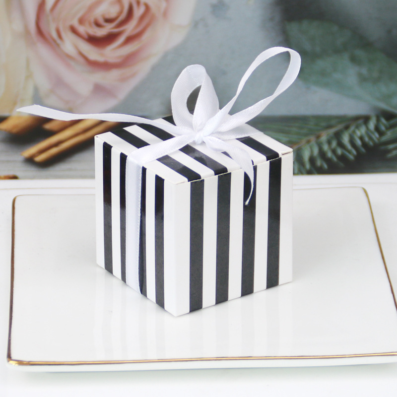 5cm black and white stripe white ribbon