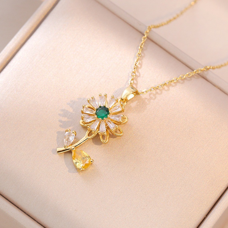 057 Sunflower Rotating Necklace