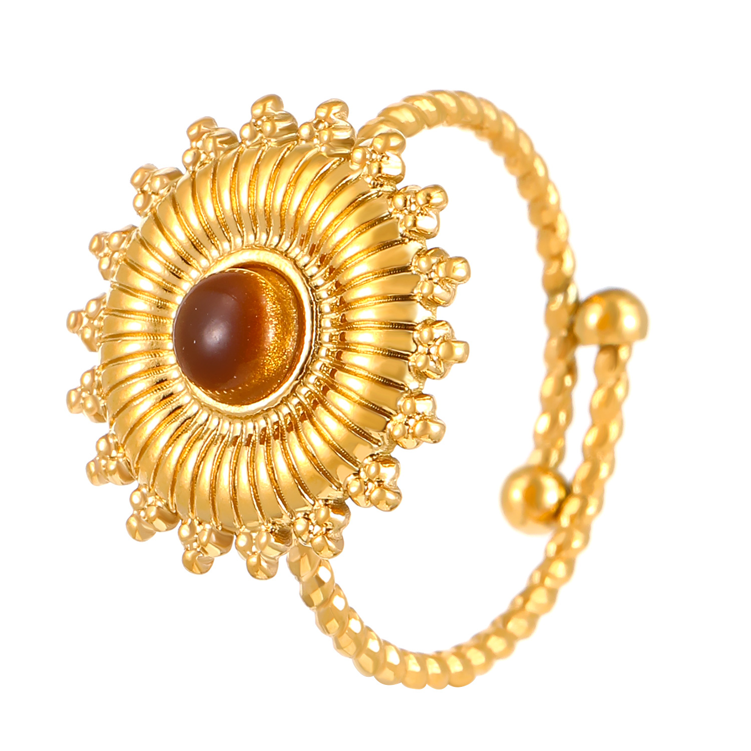 02 18k real gold sun ring wg-0418