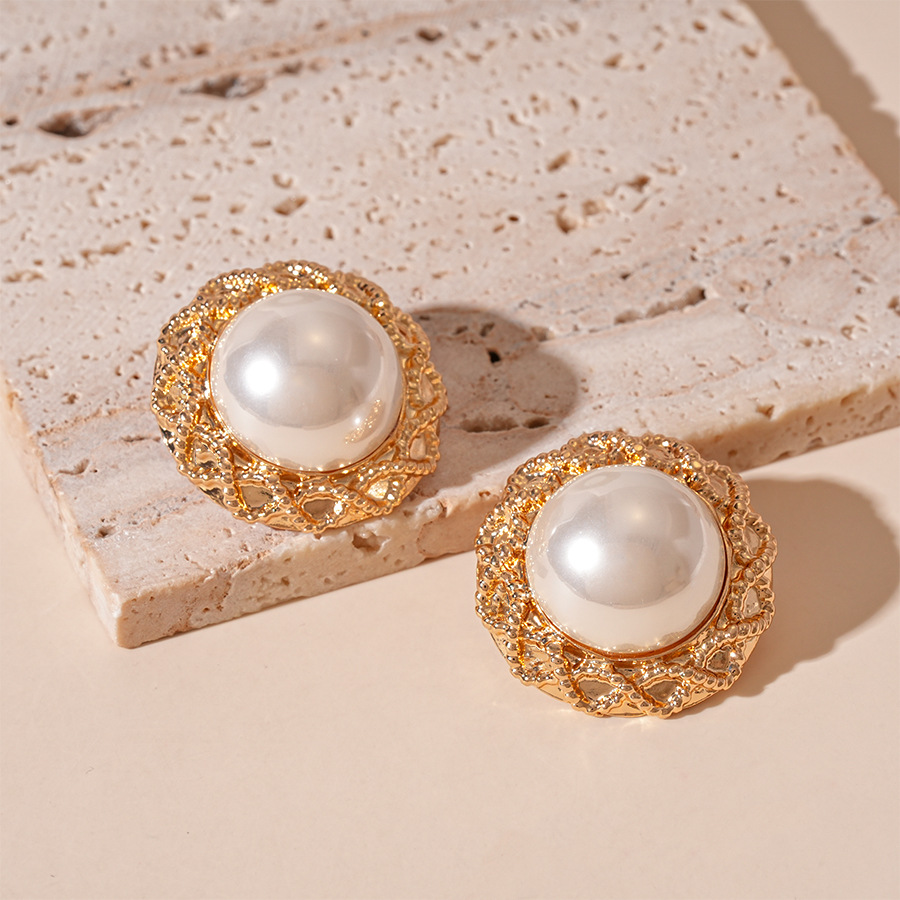 Silver Needle-White Pearl Stud Earrings