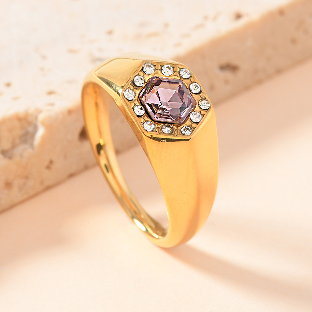 Gold (set with purple diamonds)