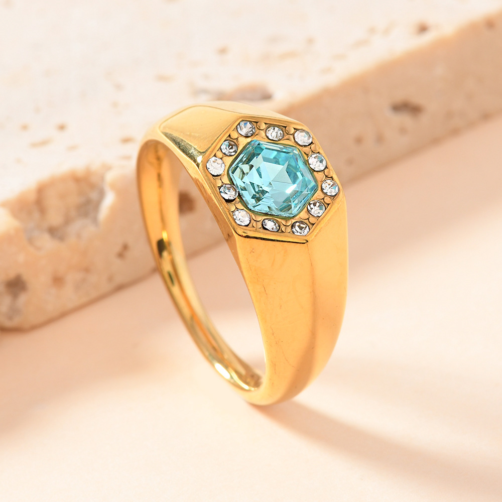 Gold (set with blue diamonds)