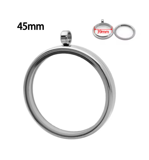 Silver--inner diameter 39mm, outer diameter 45mm