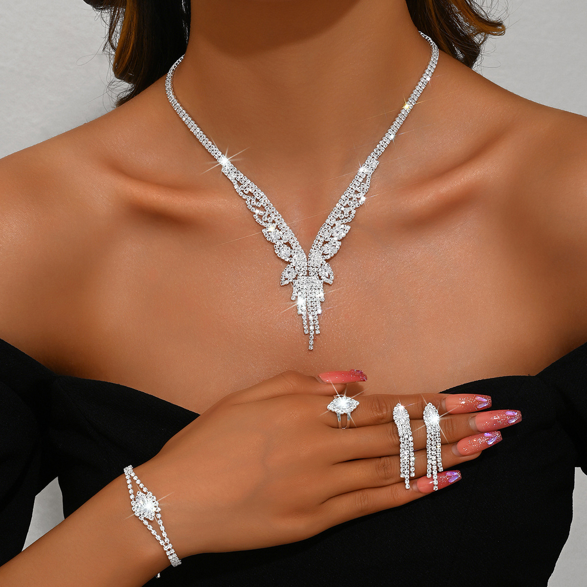 necklace earrings bracelet ring set