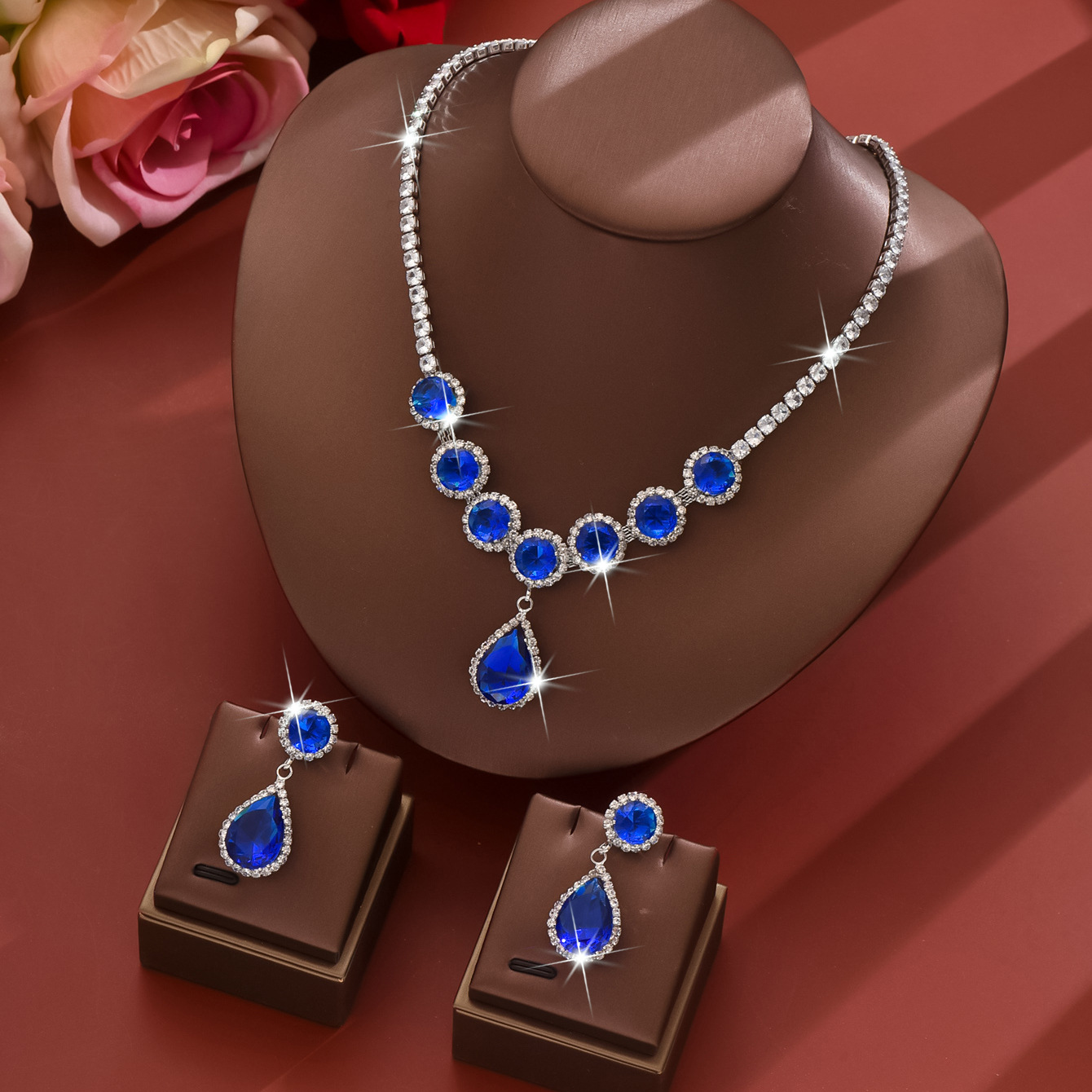 sapphire blue necklace   earrings