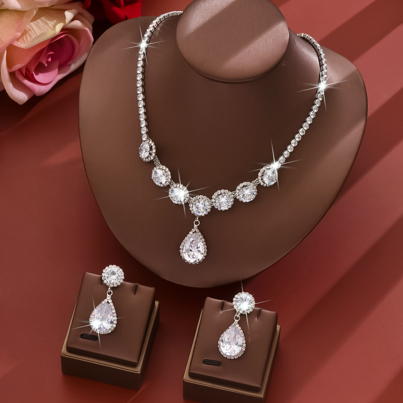 white necklace   earrings