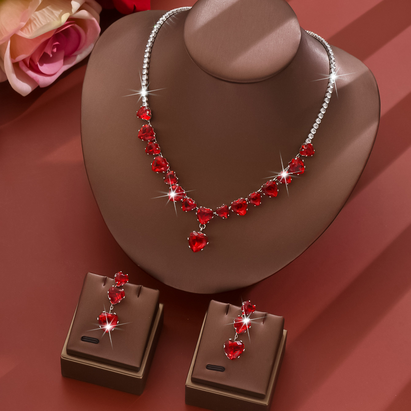 red necklace   earrings