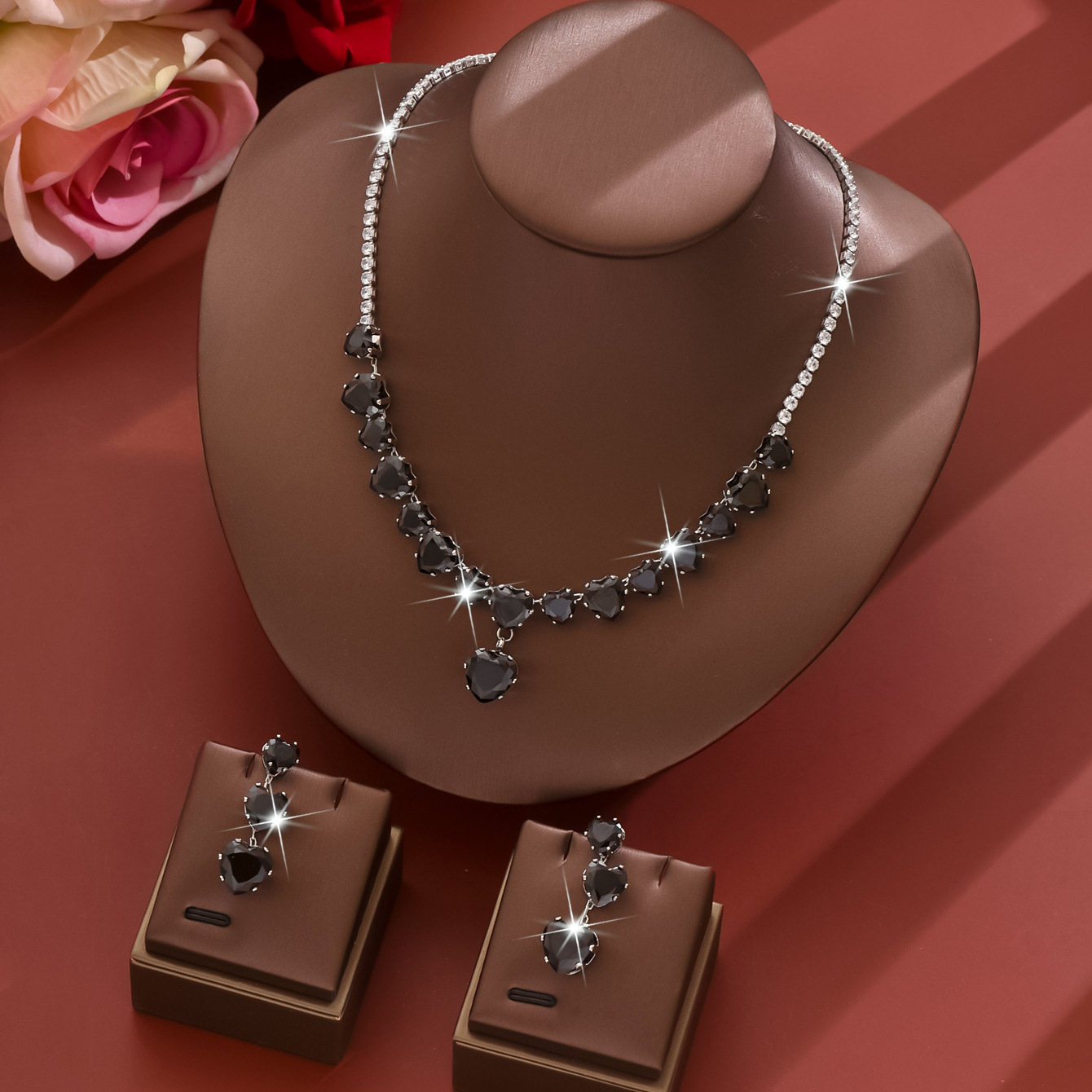 black necklace   earrings