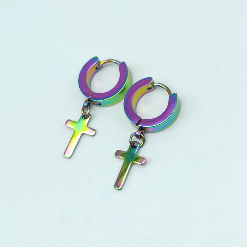Black earrings cross single