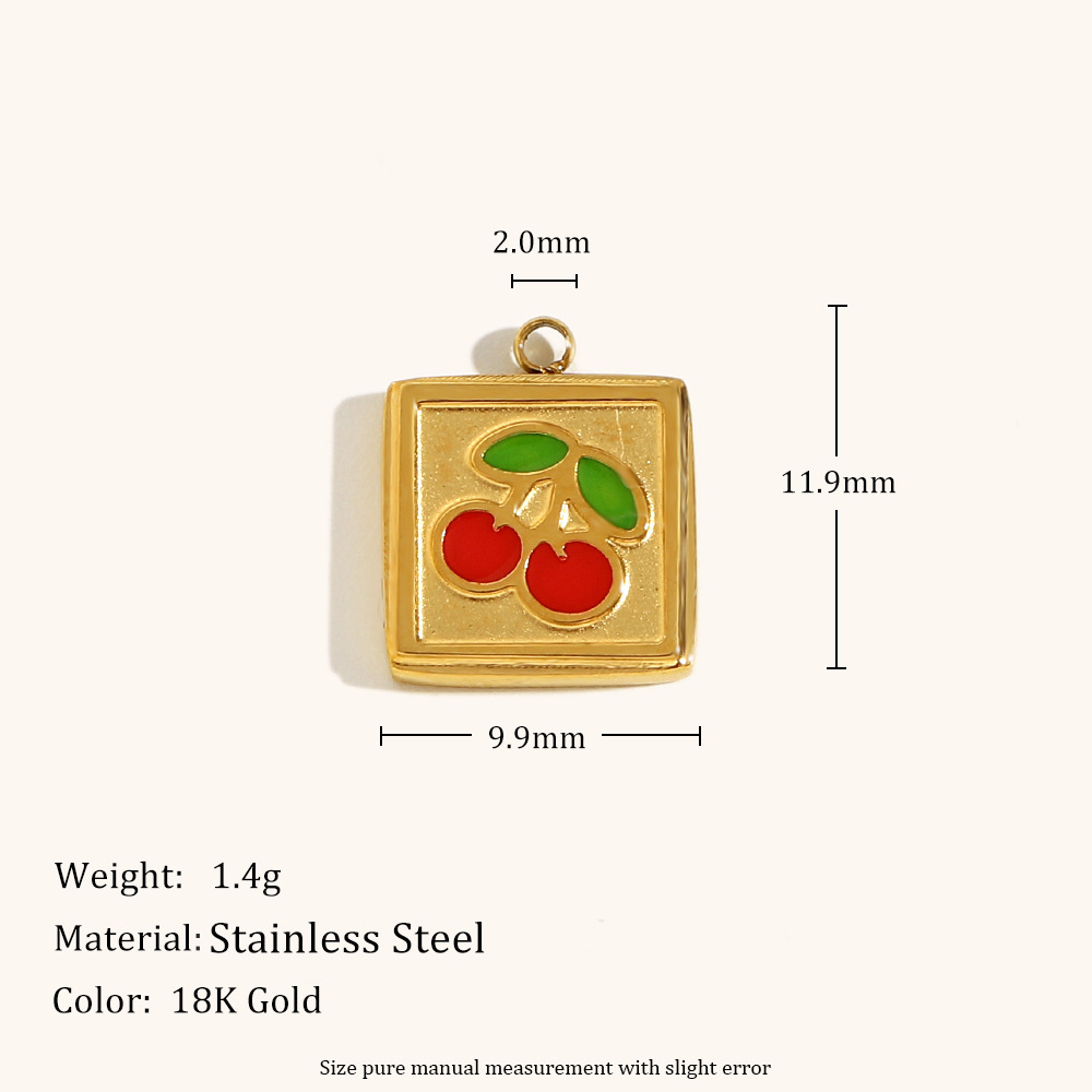 Oil dripping cherry pendant-gold