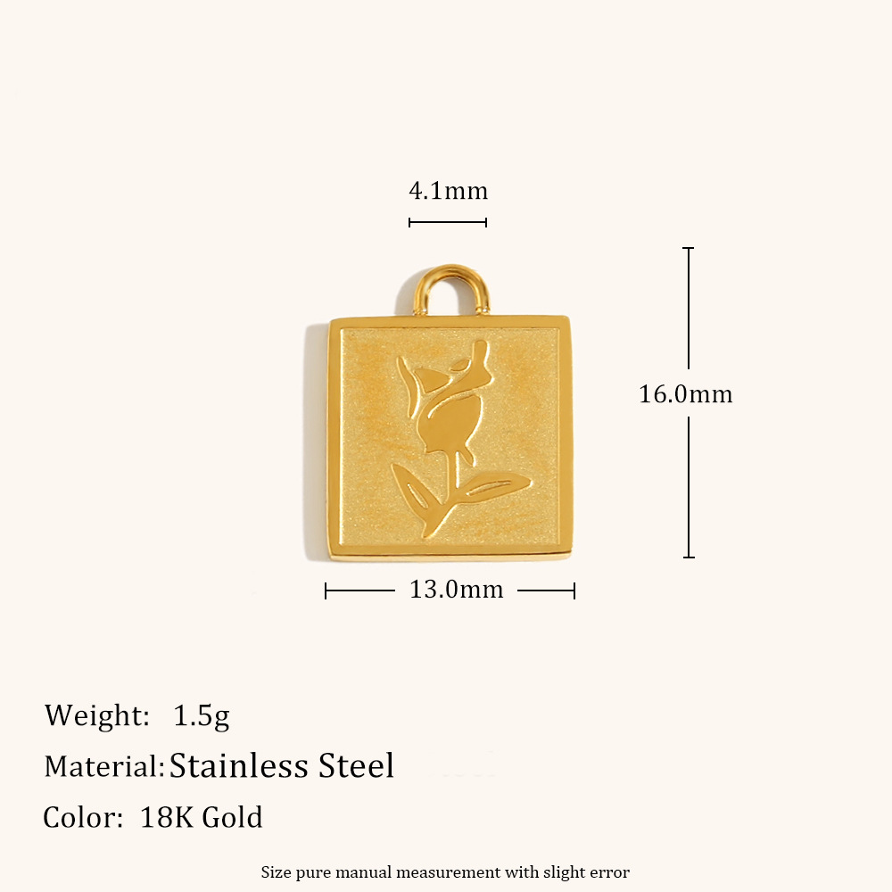 Square rose pendant-gold
