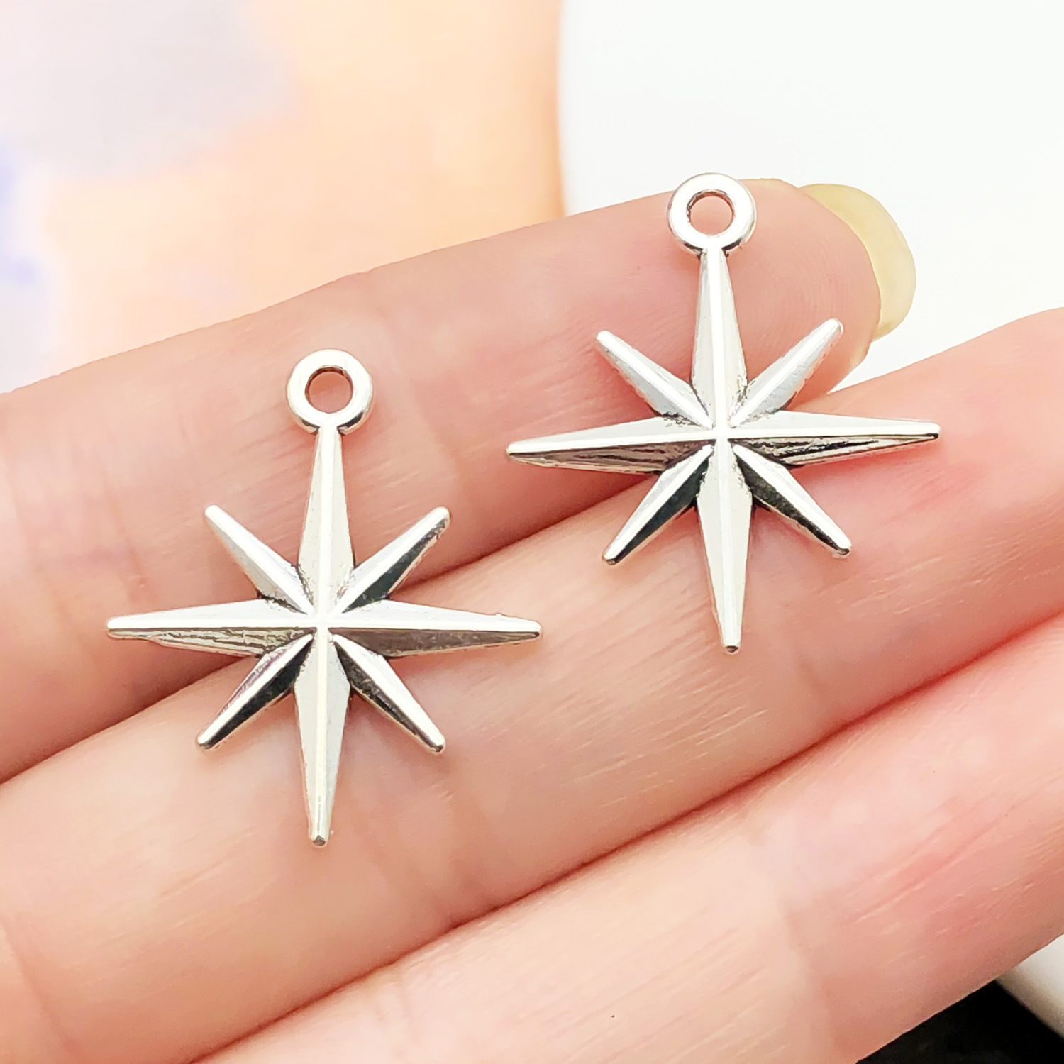 21508-1 ancient silver zinc alloy eight-pointed star performance 23x20mm-0.9g