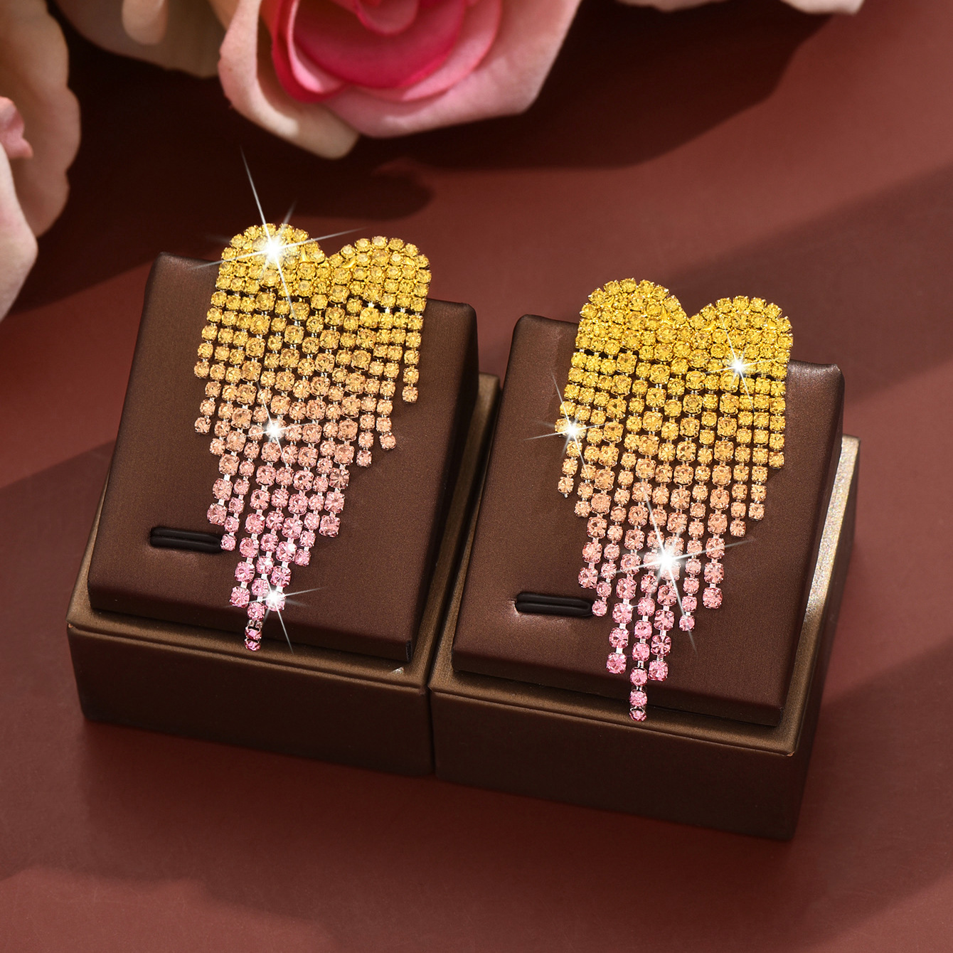 yellow pink earrings