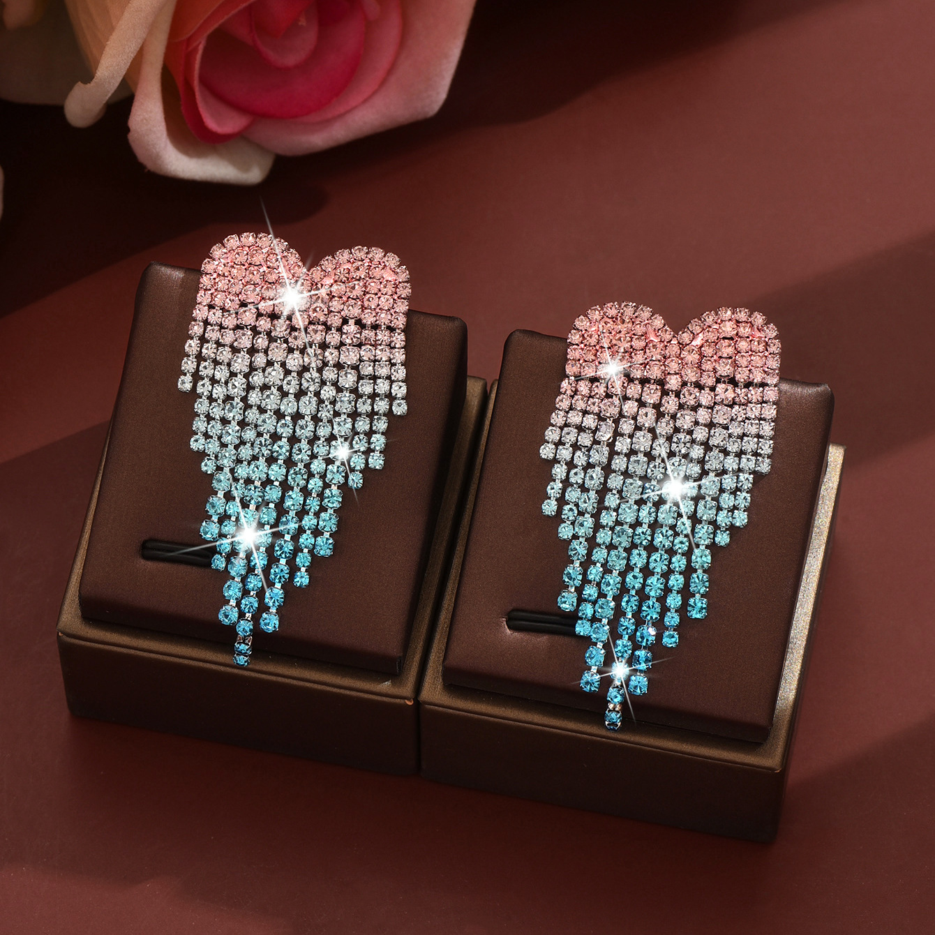 pink blue earrings