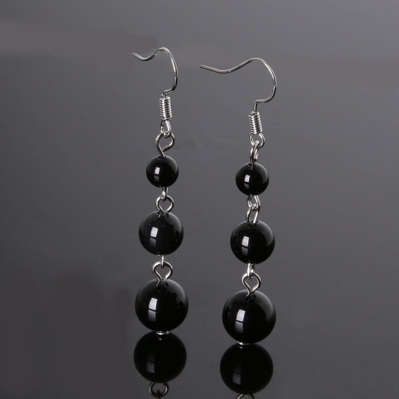 Black onyx ball earrings