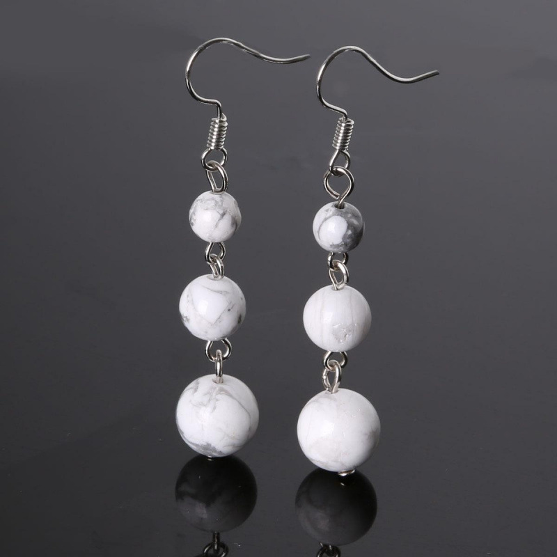 White turquoise ball earrings