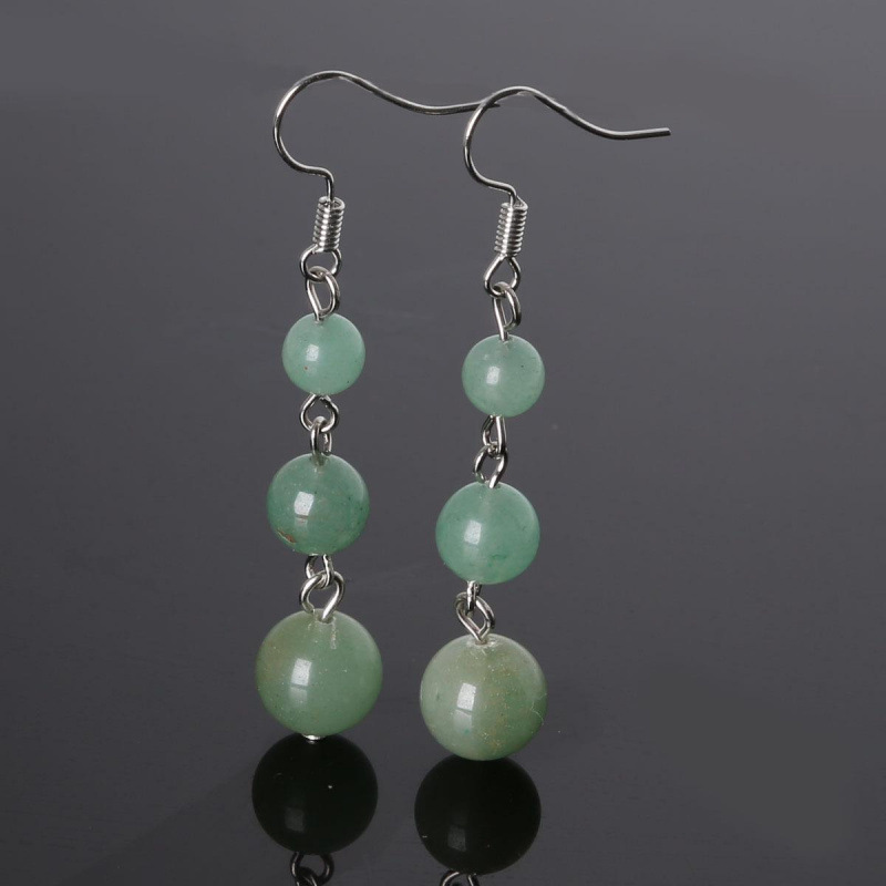 Green aventurine ball earrings