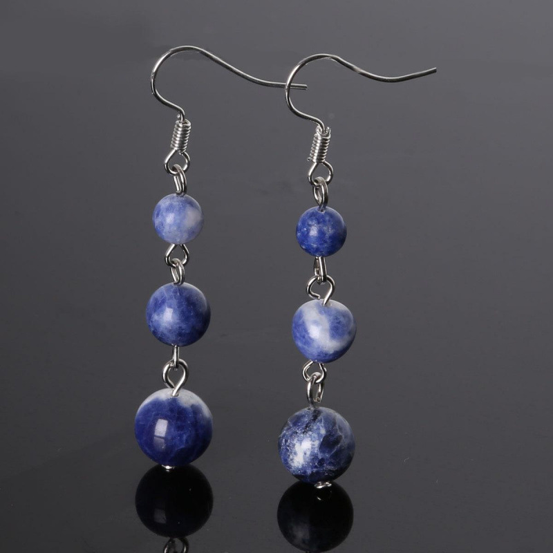 Blue pattern ball earrings
