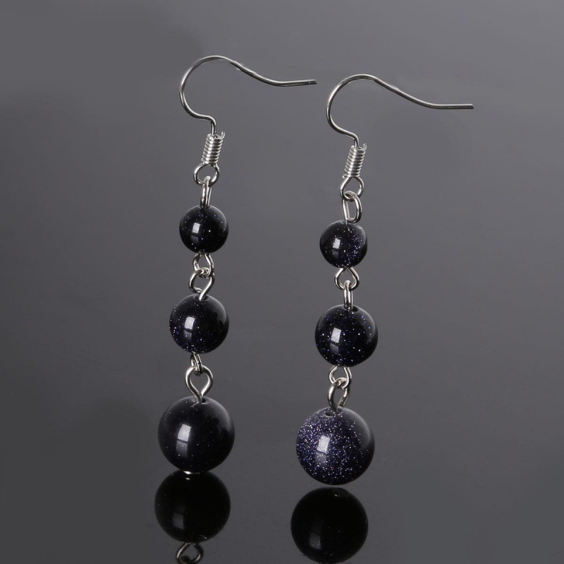 Blue sandstone ball earrings