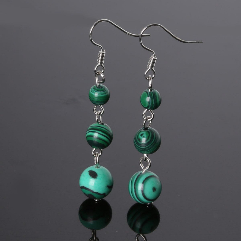 Malachite ball earrings