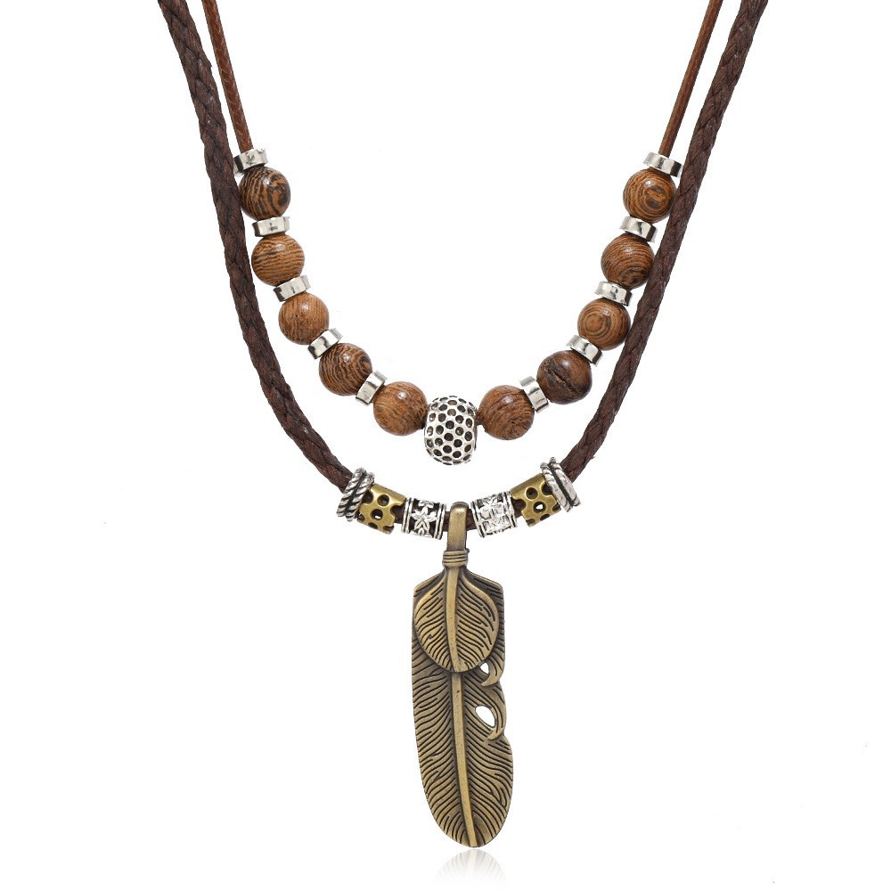 Wenge wood feather pendant