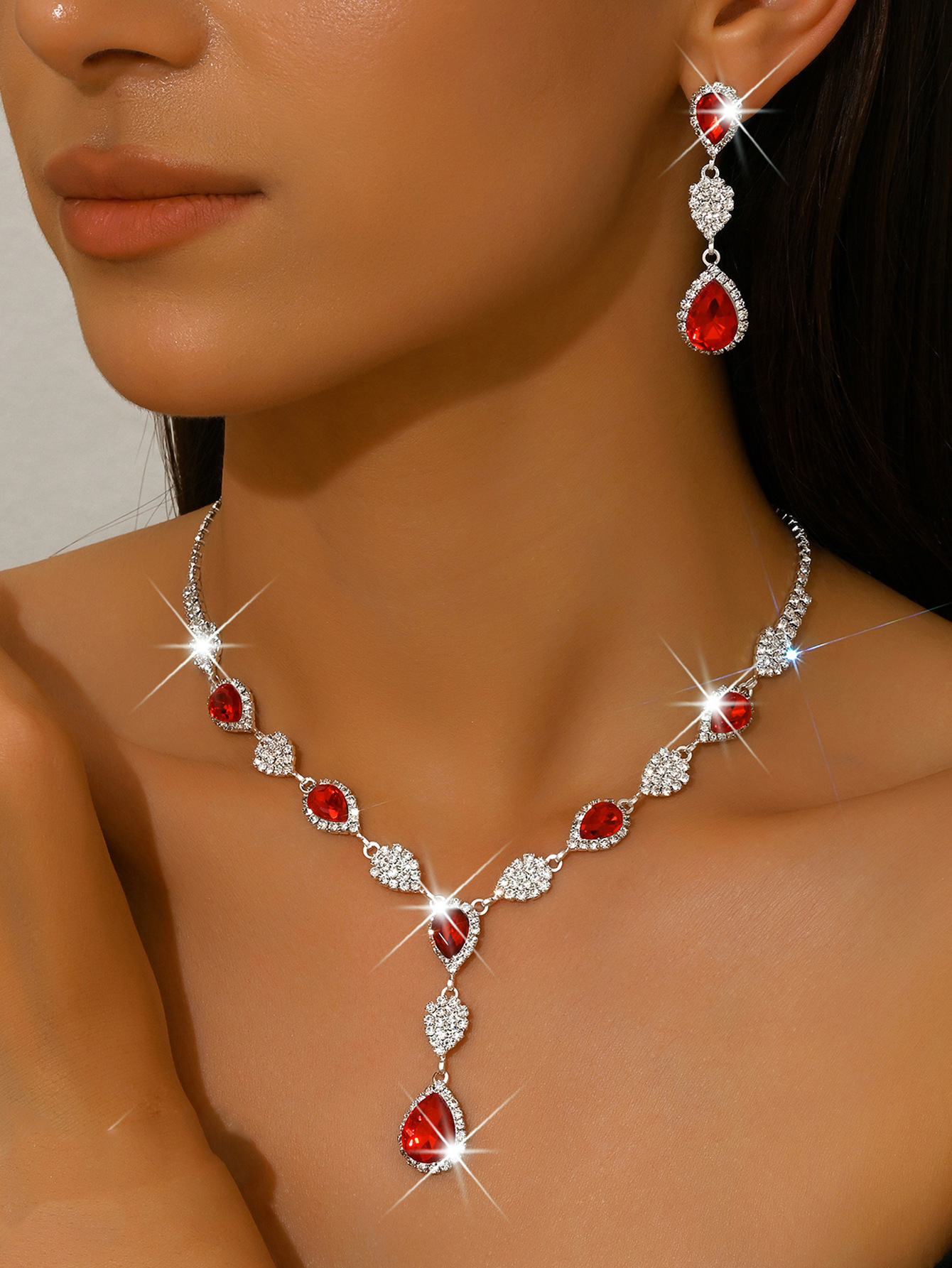 1662 red necklace earrings