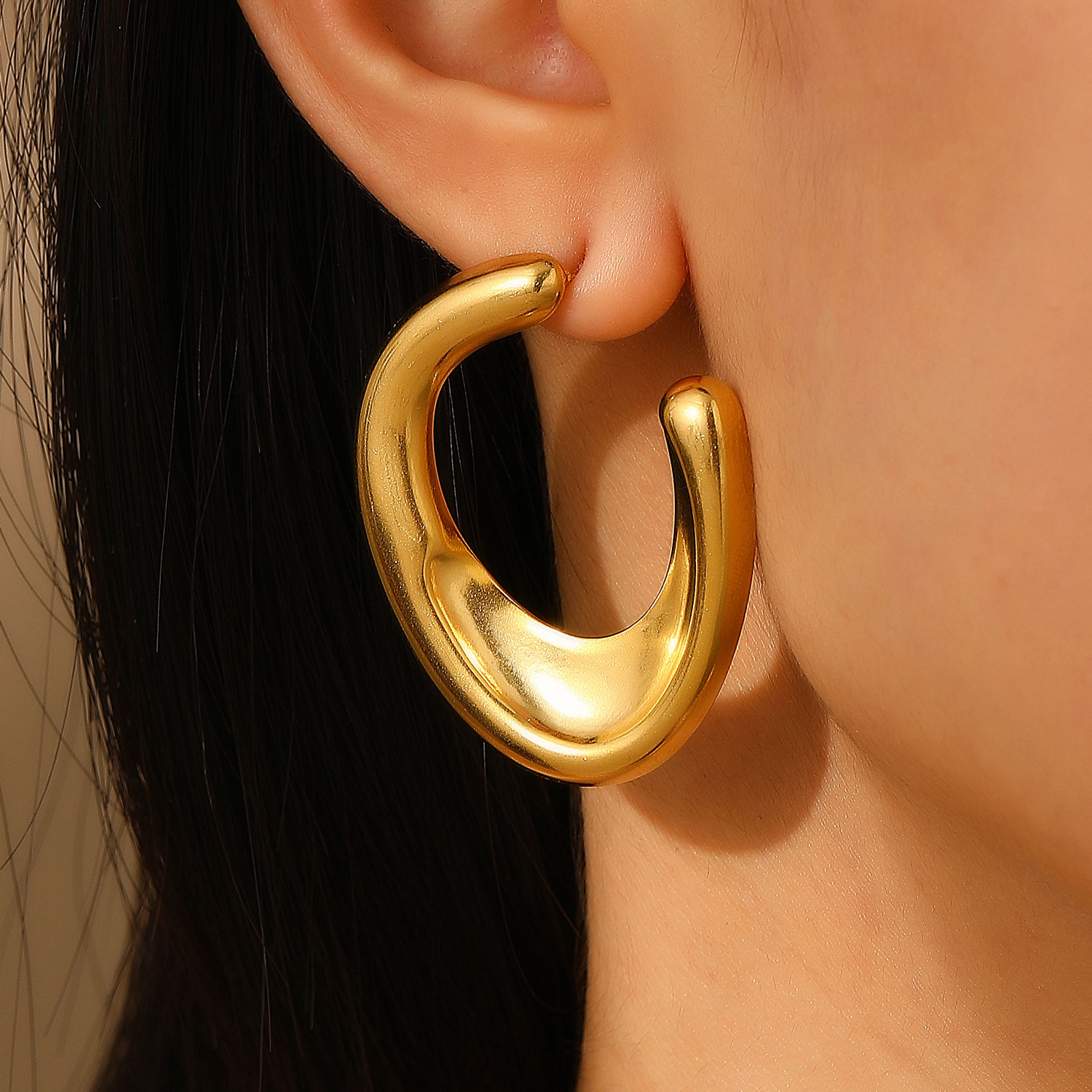 02 18k real gold u shape 2823
