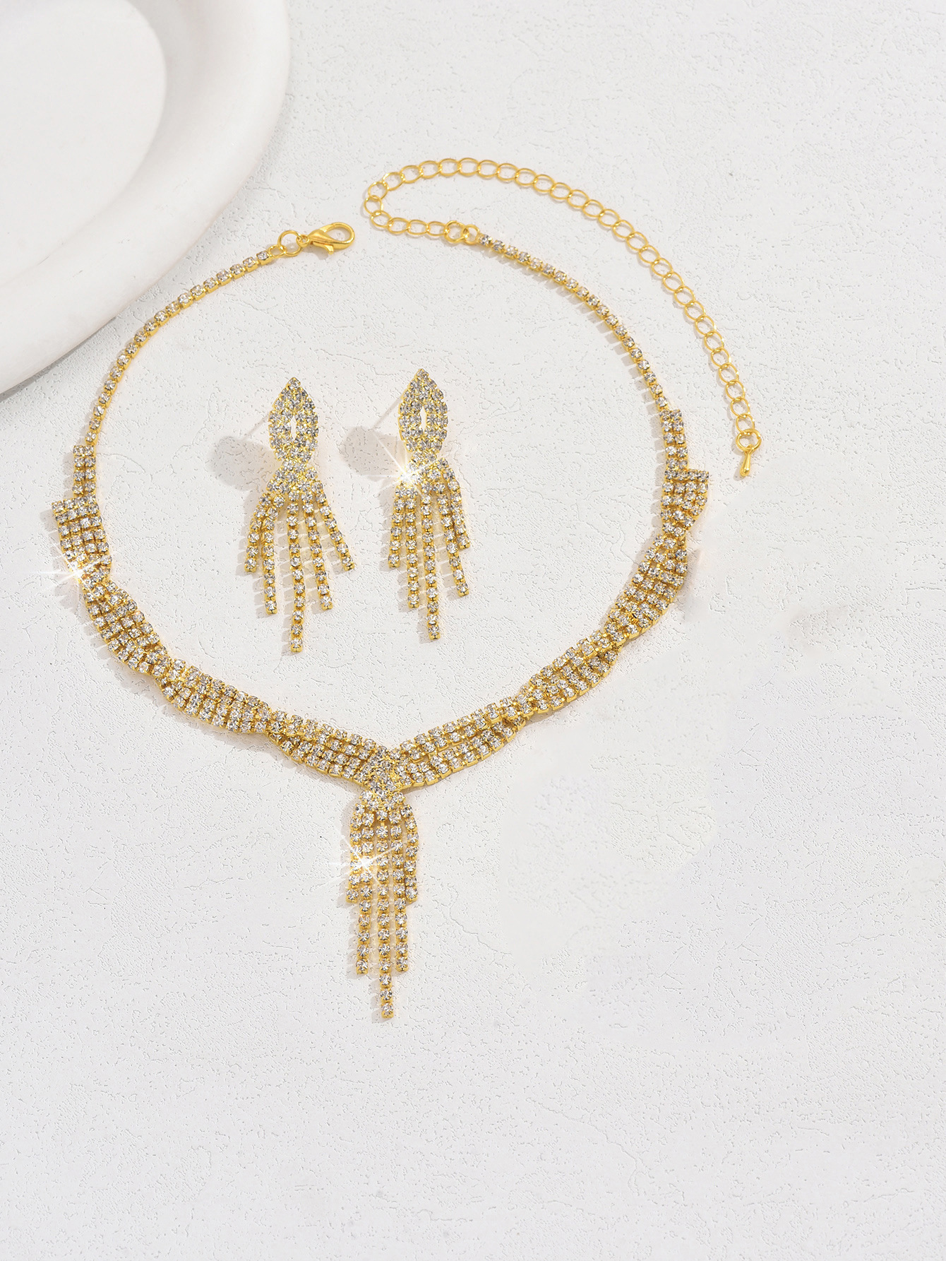 B gold necklace earrings