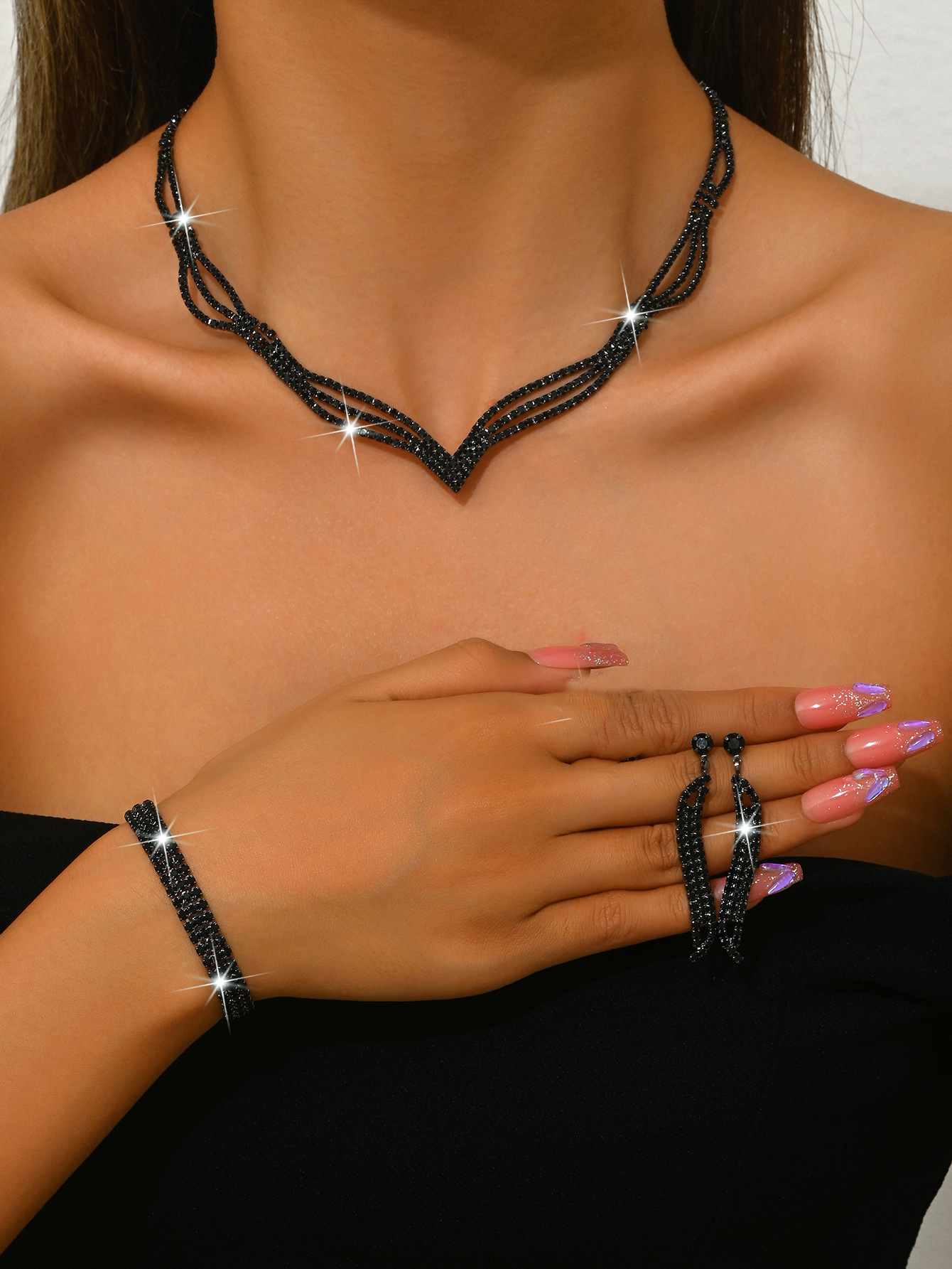 472 599 necklace earrings bracelet (lobster clasp)