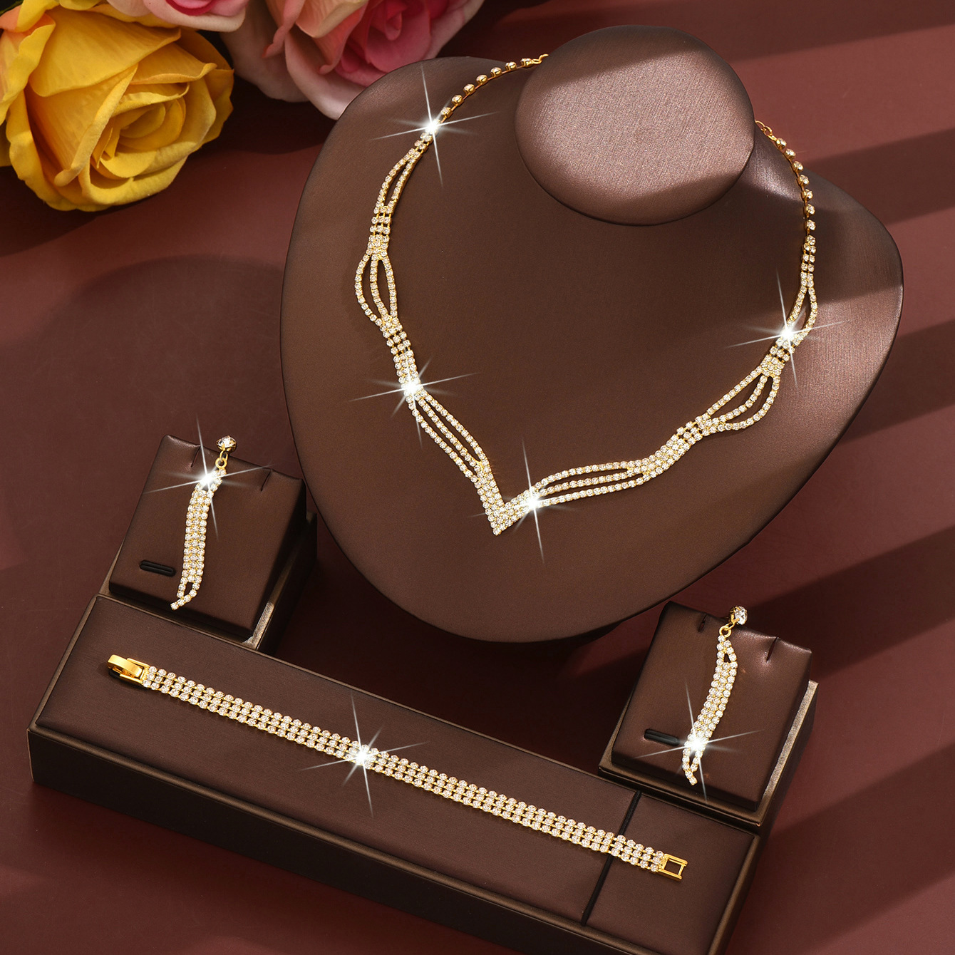 472 599 gold necklace earrings bracelet