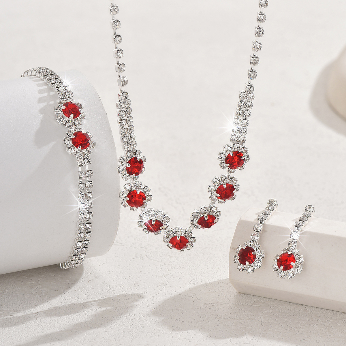 F/ red necklace earrings bracelet set