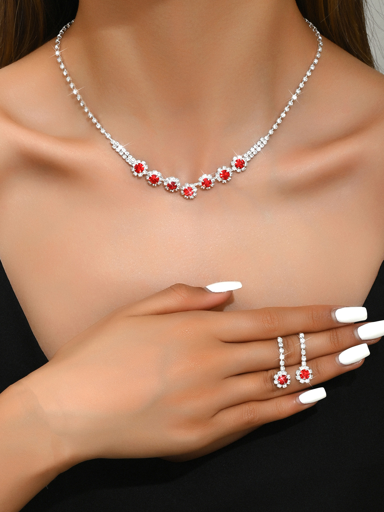 J/ red necklace earrings