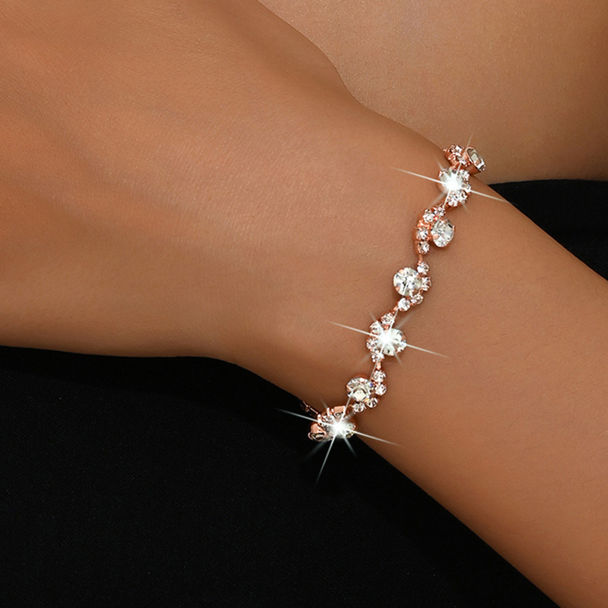747 rose gold rhinestone bracelet