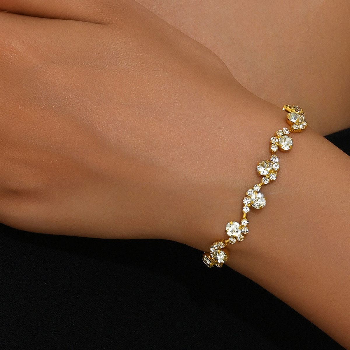 747 gold rhinestone bracelet