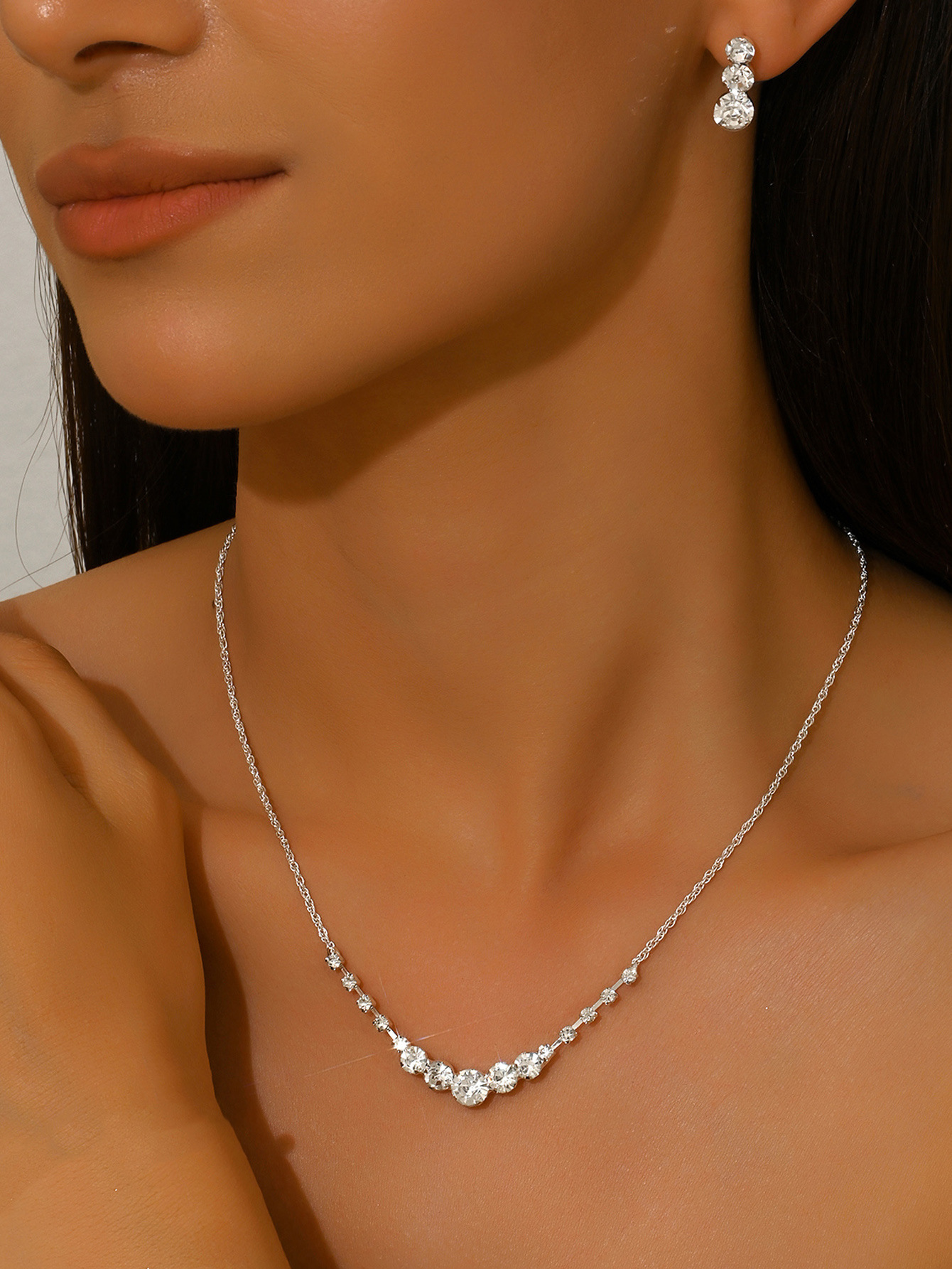 silver necklace earrings