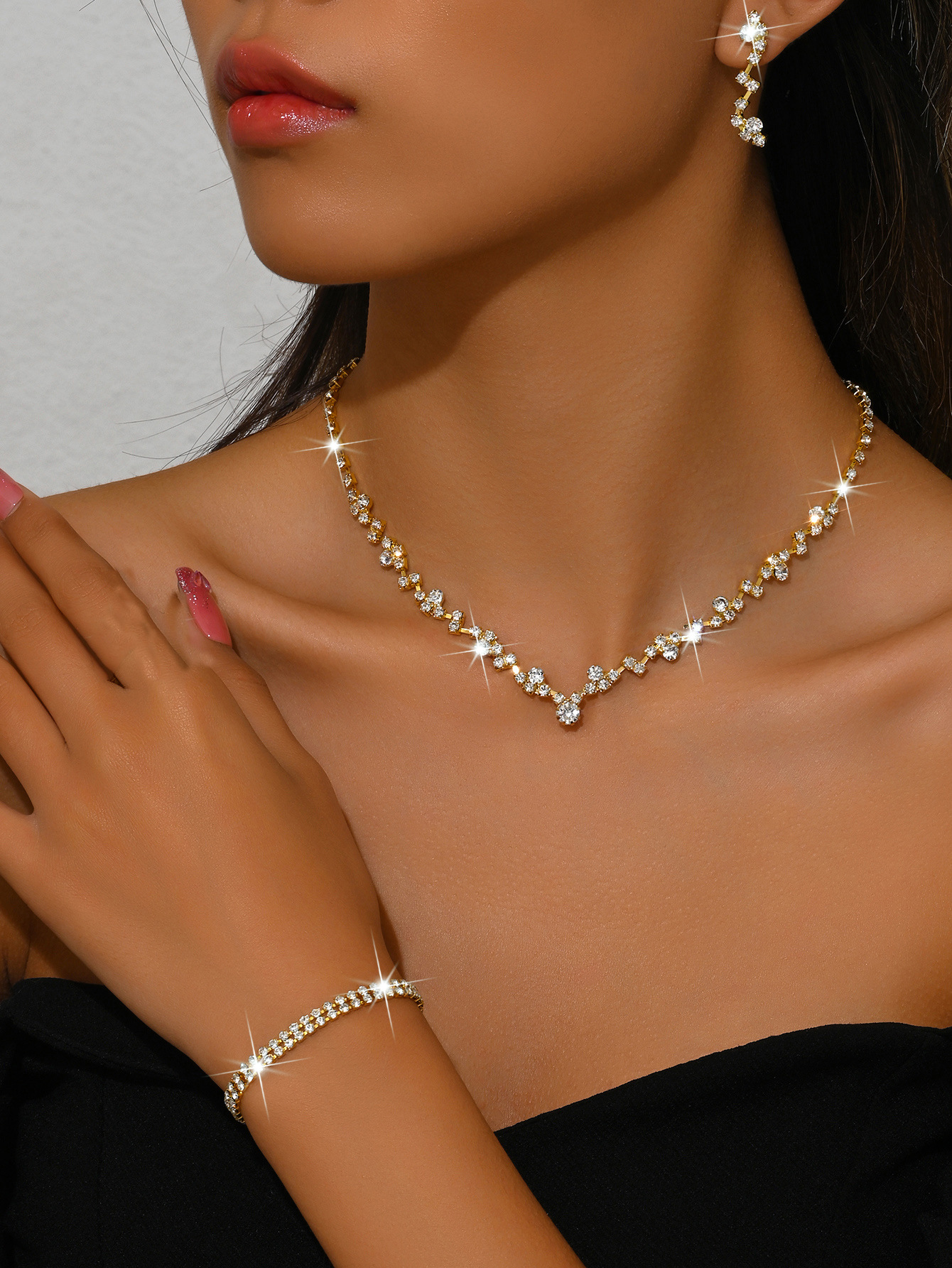 P gold necklace earrings bracelet
