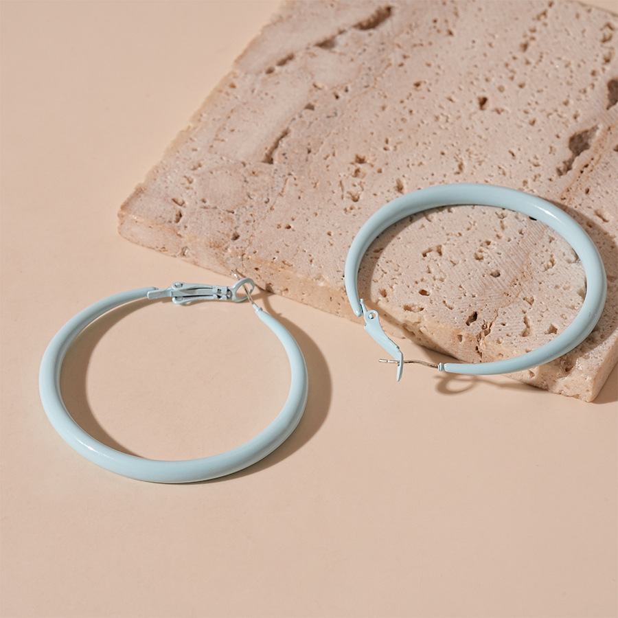 Silver needle-blue ear ring