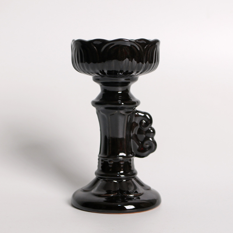 Roman column candlestick black