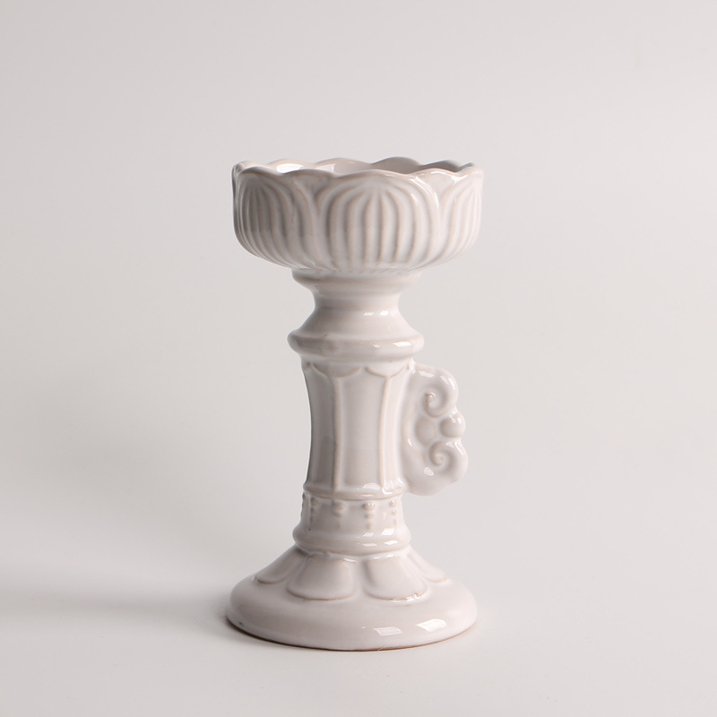 Roman column candlestick white